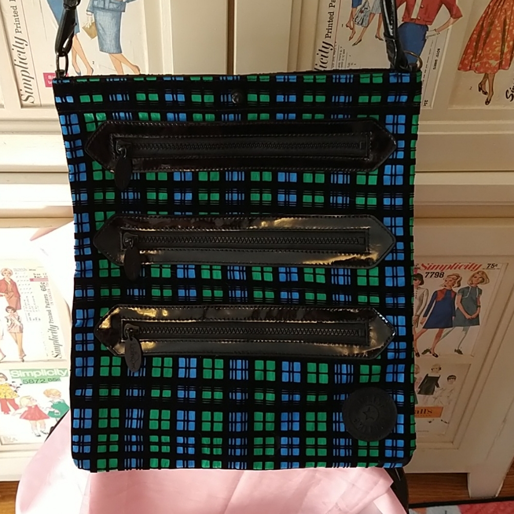 Kipling Blue/Black/Green Checked Bag - image 1